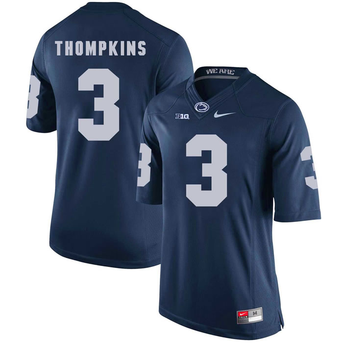 Penn State Nittany Lions #3 DeAndre Thompkins Navy College Football Jersey